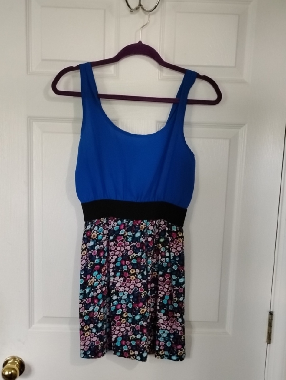 Forever 21 Royal Blue Tank Floral Mini Dress